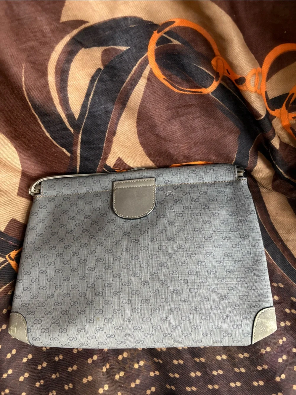 Gucci Rare Light Gray Monogram Crossbody with Silver Hardware